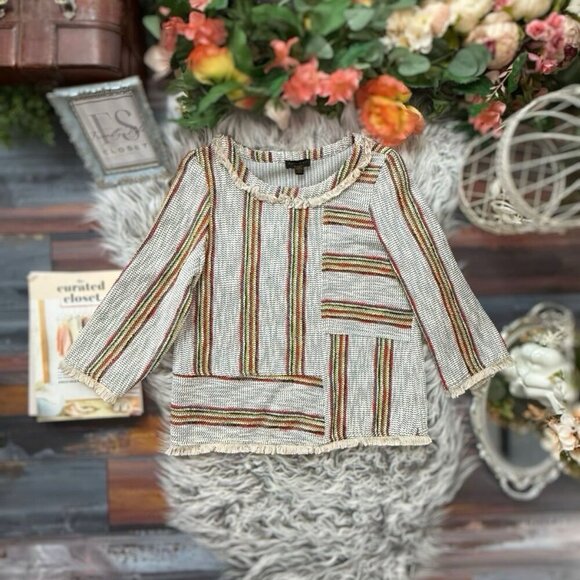 Anthro Current Air Woven Fringe Short Sleeve Top - Picture 11 of 11